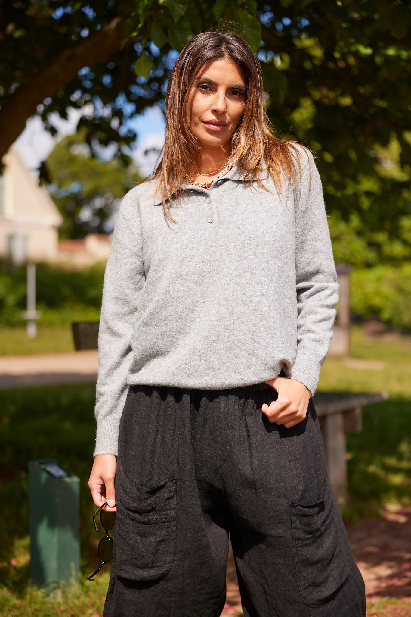 Mauda Polo Knit | Gray - Image 3
