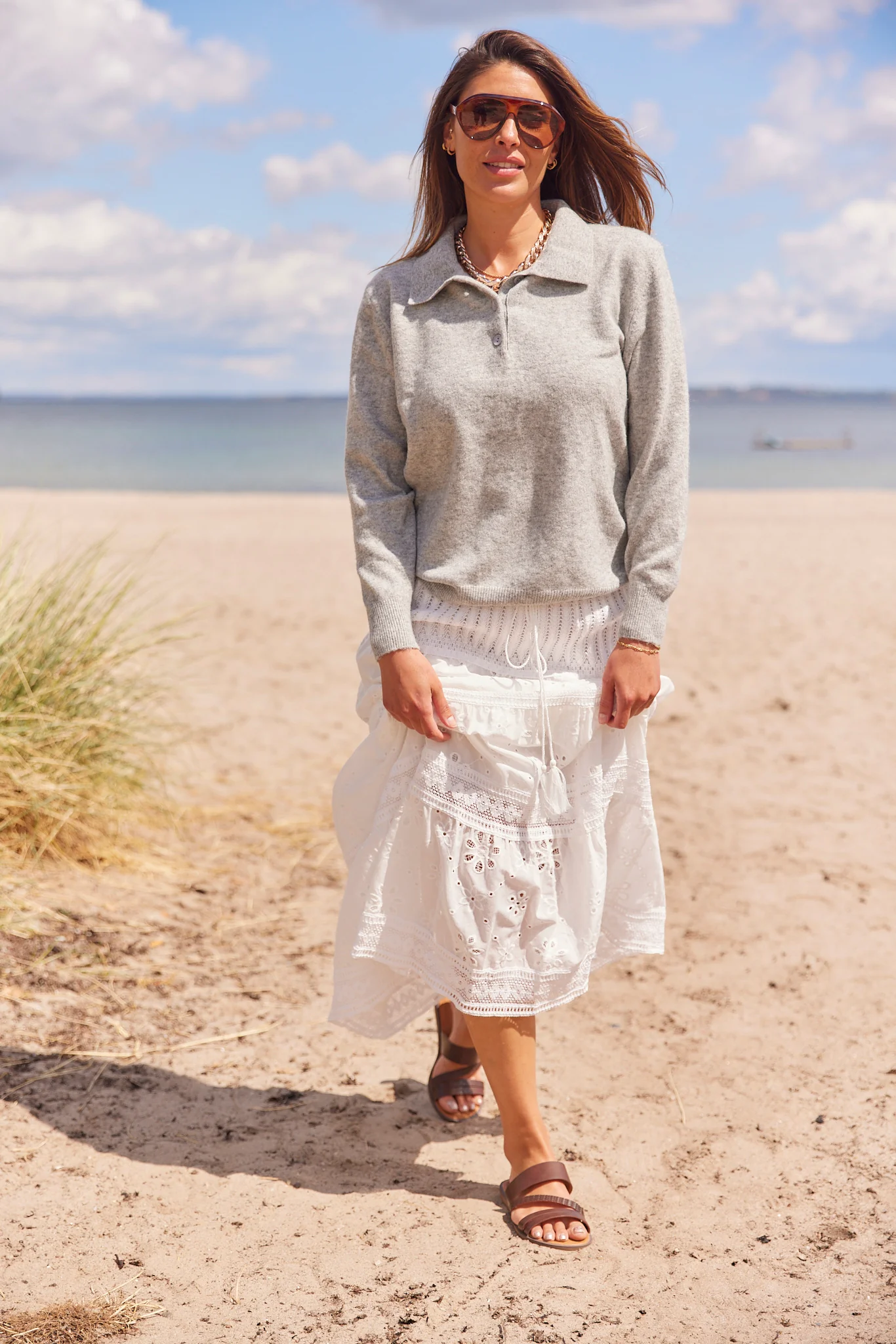 Mauda Polo Knit | Light Gray