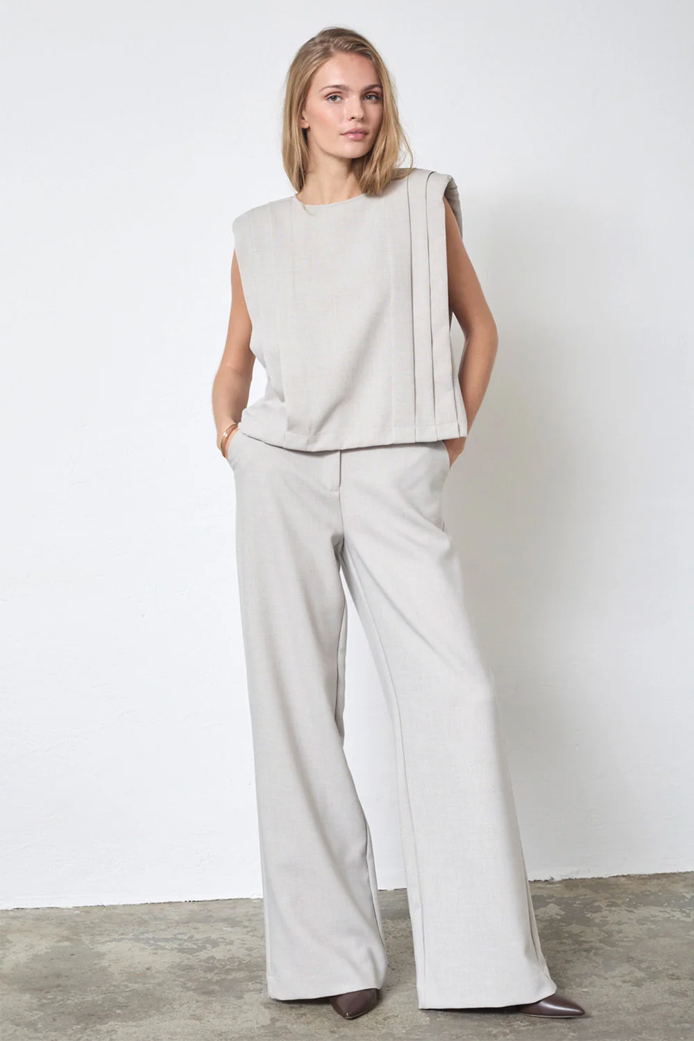 Mava Padded Pleat Top 45077 | Bone | Top fra Co'couture - Image 3