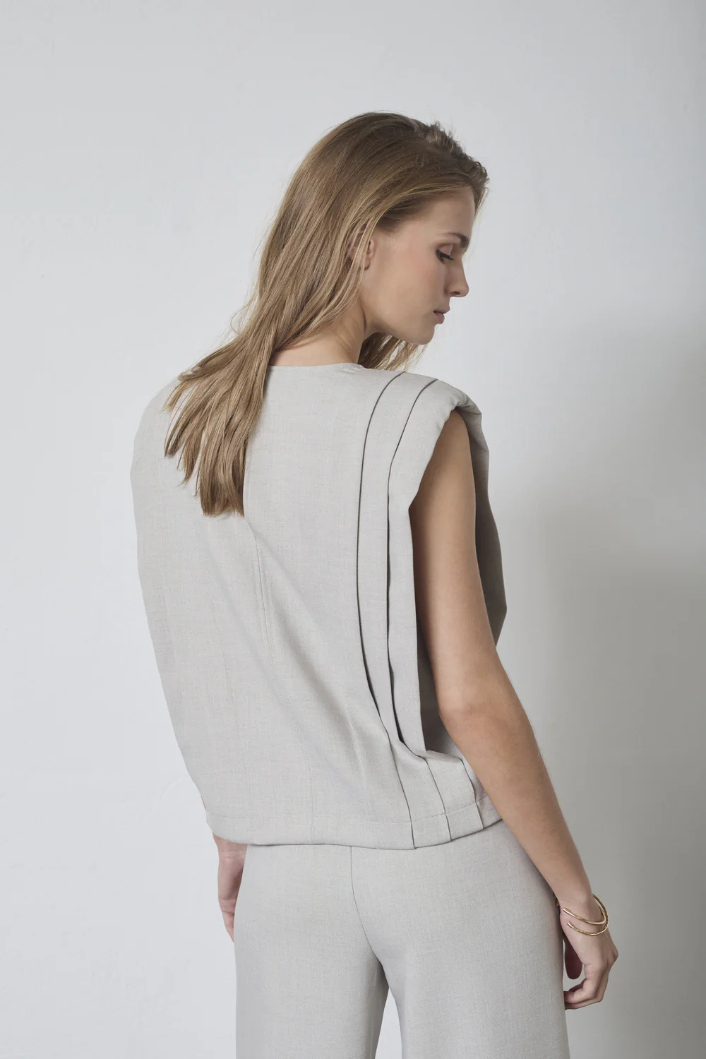 Mava Padded Pleat Top 45077 | Bone | Top fra Co'couture - Image 6