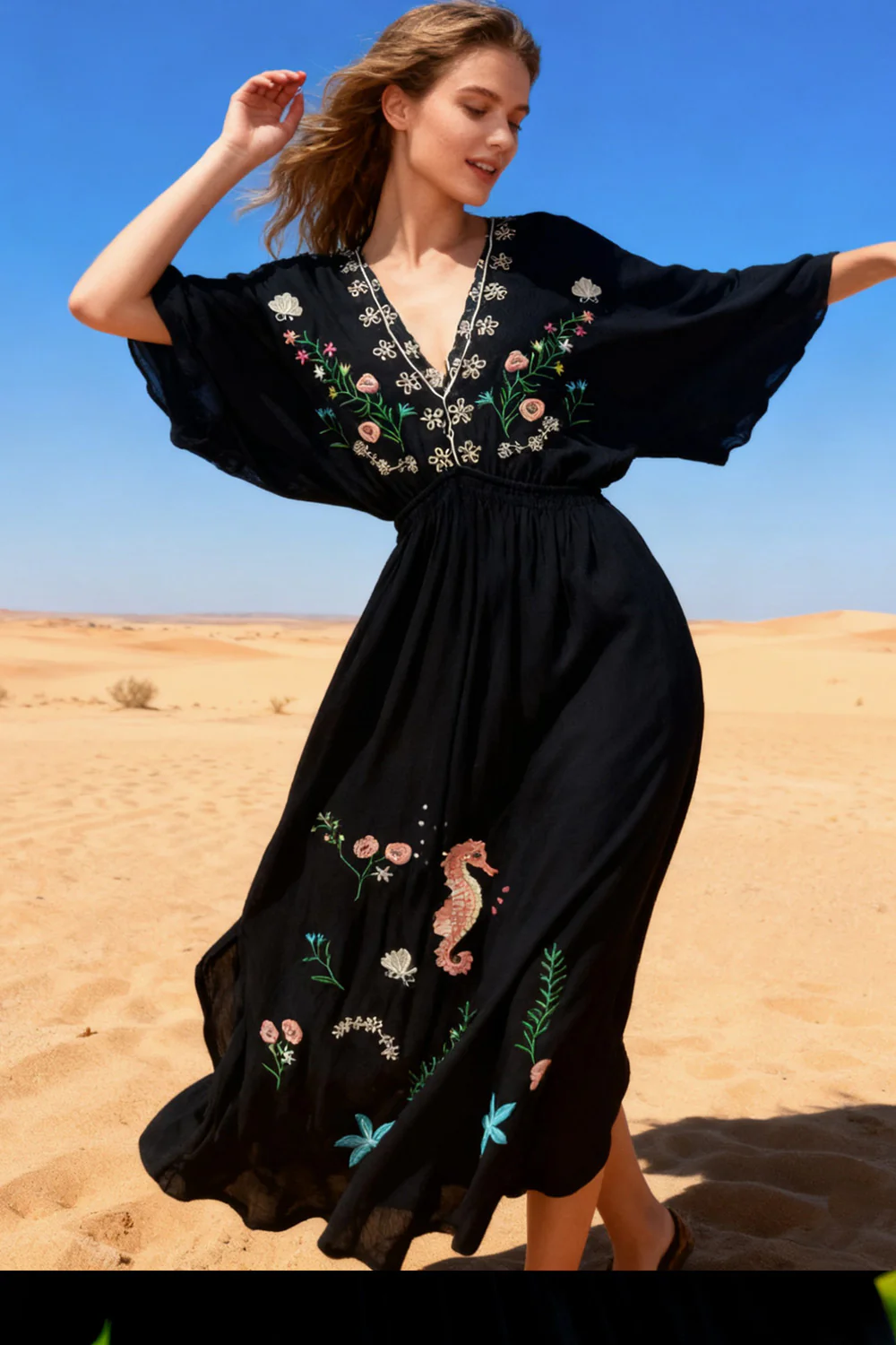 Molly Embroidery Seahorse Maxi Dress | Kjole fra Avery - Image 3