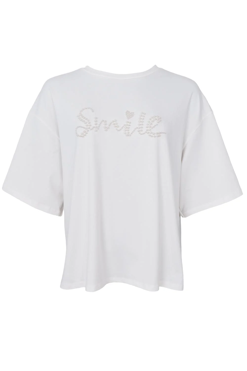 May Smile Big Tee | Off White | T-Shirt fra Black Colour - Image 3