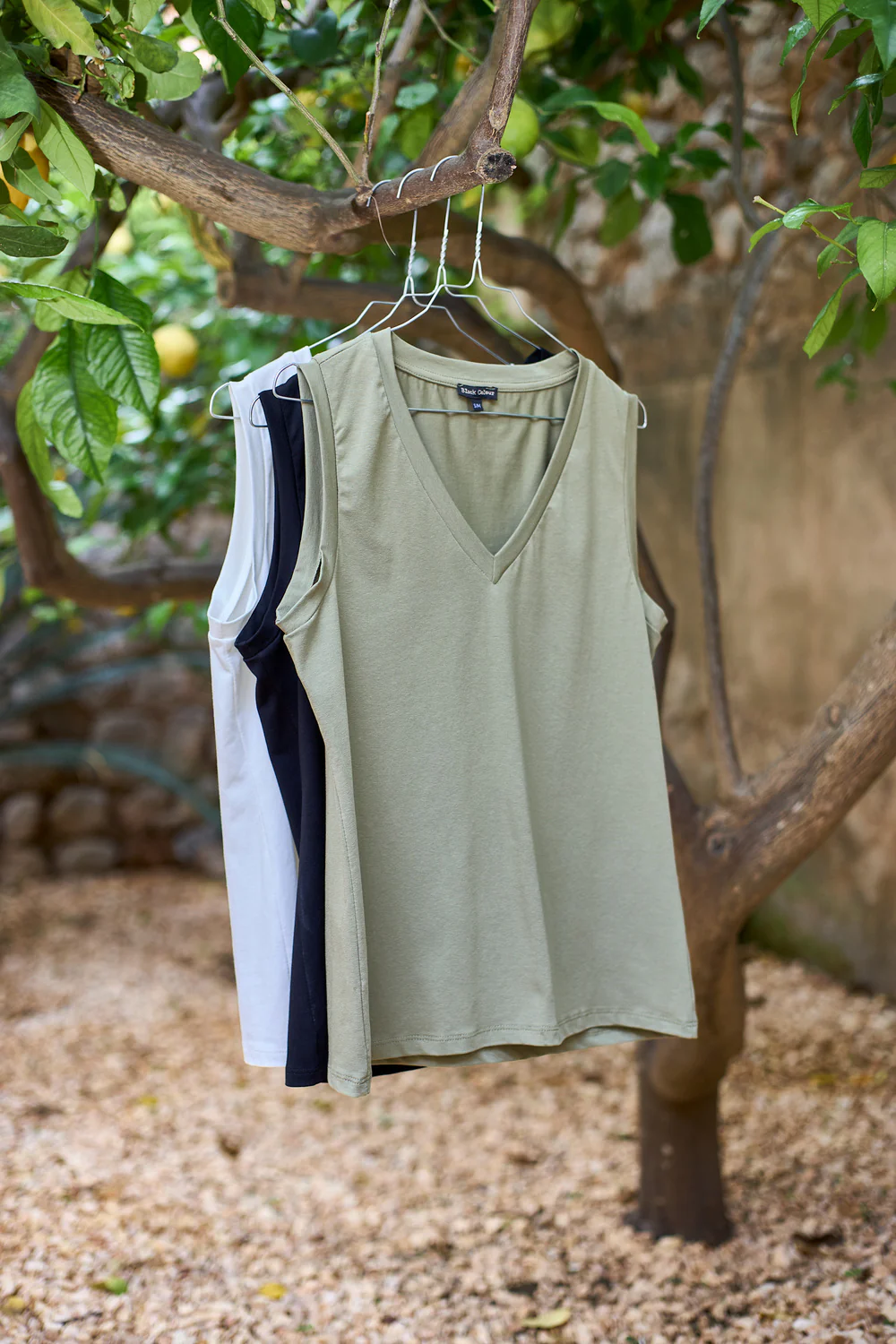 May V-Neck Top | Lt. Army | Top fra Black Colour