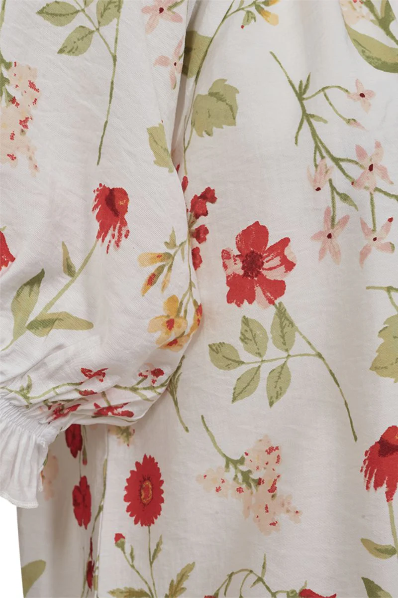 Mele Blouse 206078 | Brilliant White W. Hot Coral | Bluse fra Freequent - Image 5