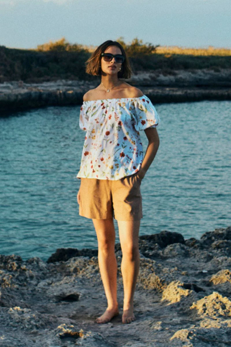 Mele Blouse 206078 | Brilliant White W. Hot Coral | Bluse fra Freequent - Image 7