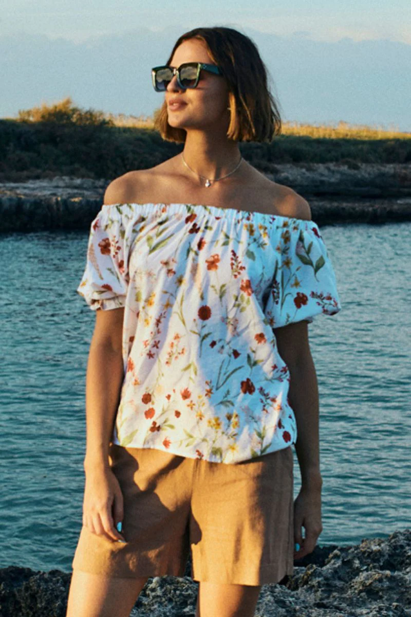Mele Blouse 206078 | Brilliant White W. Hot Coral | Bluse fra Freequent - Image 9