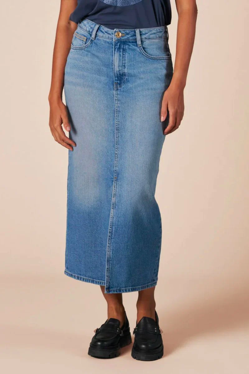 Mella Denim Skirt | Dark Blue | Nederdel fra Mos Mosh - Image 7