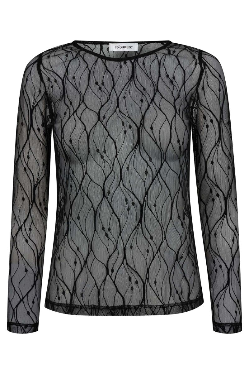 Mercy Mesh O-Blouse 33187 | Black | T-Shirt fra Co'couture