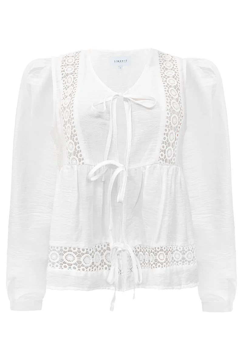 Merle Ls Tie Blouse | White | Bluse fra Liberté - Image 2
