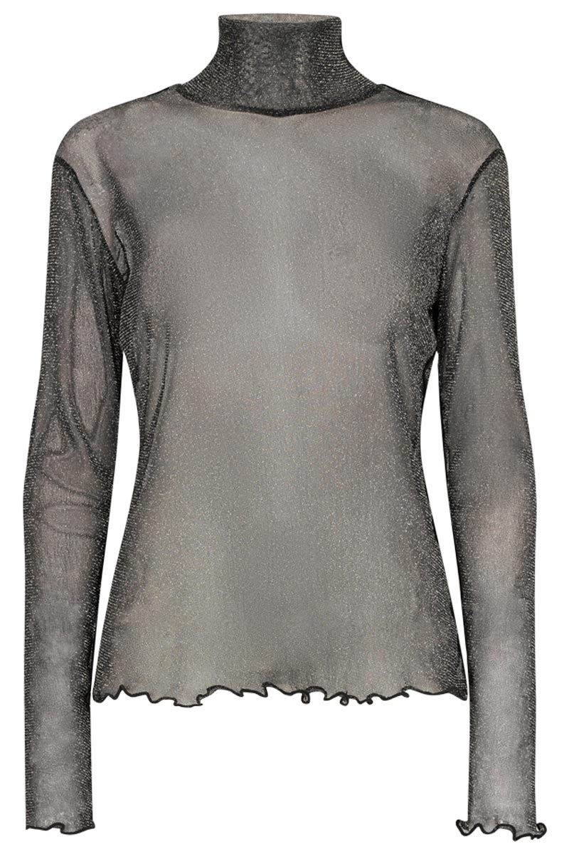 Mesh LS High Neck Blouse | Mesh bluse fra Liberté