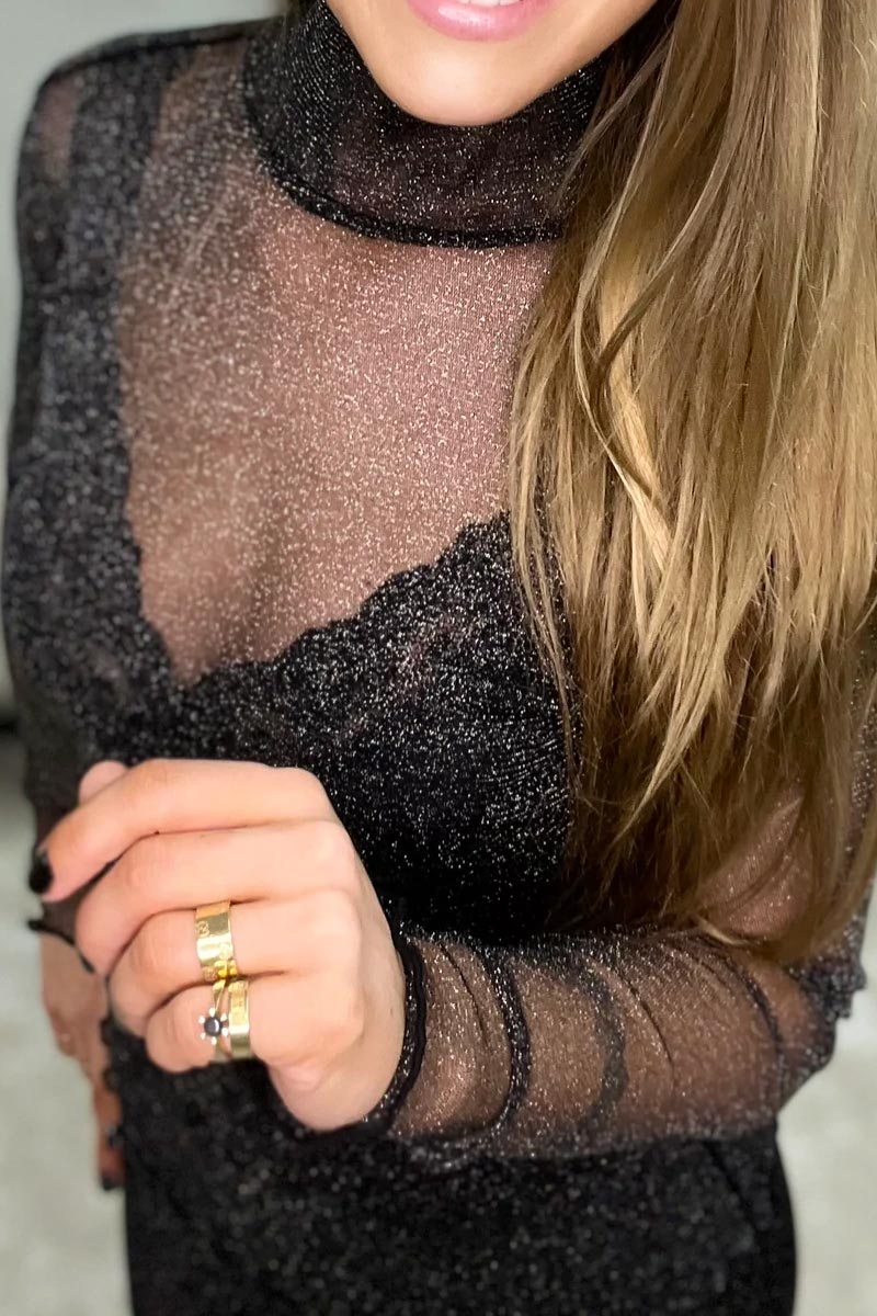 Mesh LS High Neck Blouse | Mesh bluse fra Liberté - Image 2
