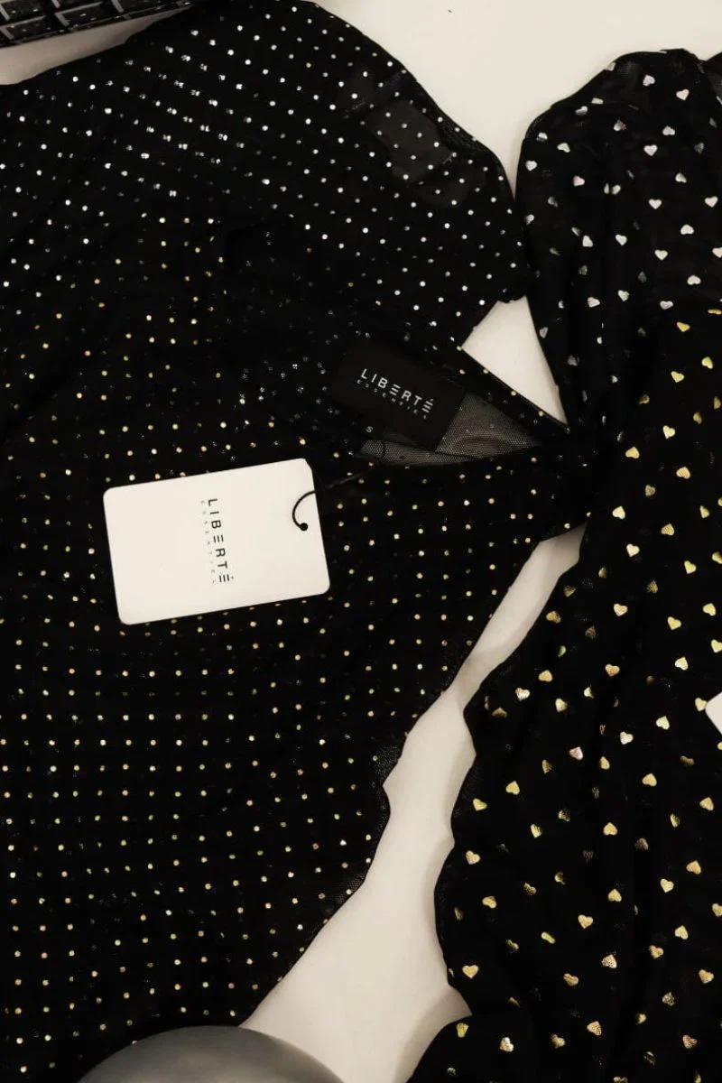 Mesh Ls Sparkle Tshirt | Black Silver Dot | Liberté - Image 4
