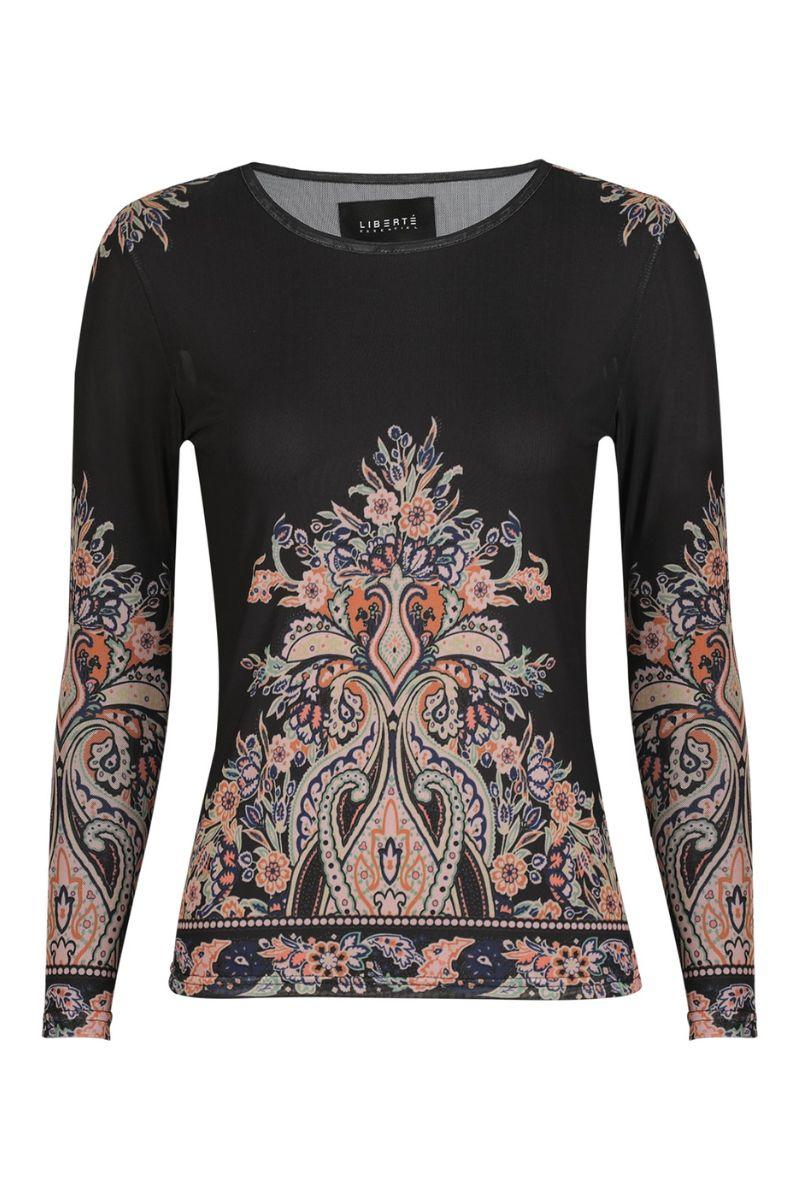 Mesh Ls Tshirt | Black Paisley | Bluse fra Liberté - Image 2