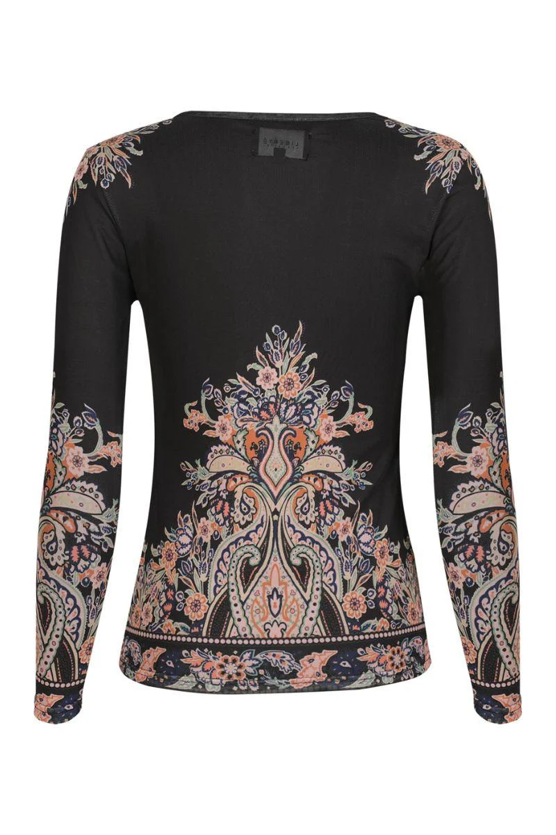 Mesh Ls Tshirt | Black Paisley | Bluse fra Liberté - Image 7