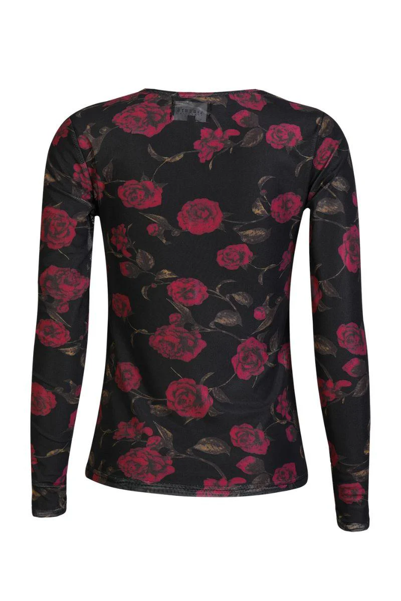 Mesh Ls Tshirt | Black Pink Rose | Bluse fra Liberté - Image 6