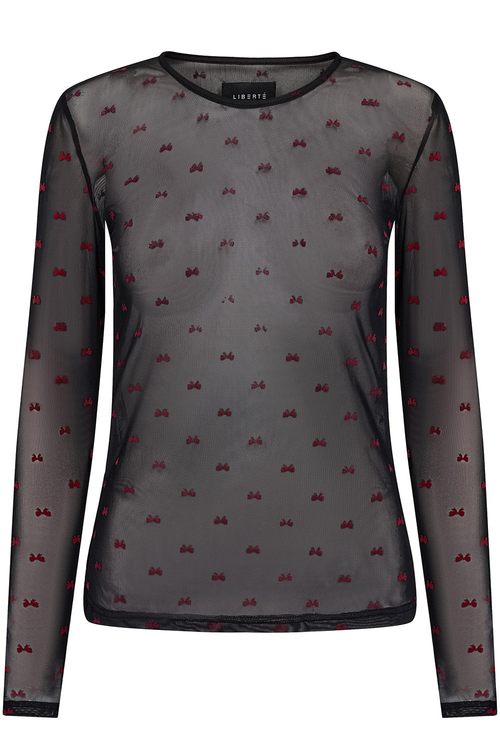 Mesh Ls Tshirt | Black Red Flock Bow | Bluse fra Liberté - Image 2