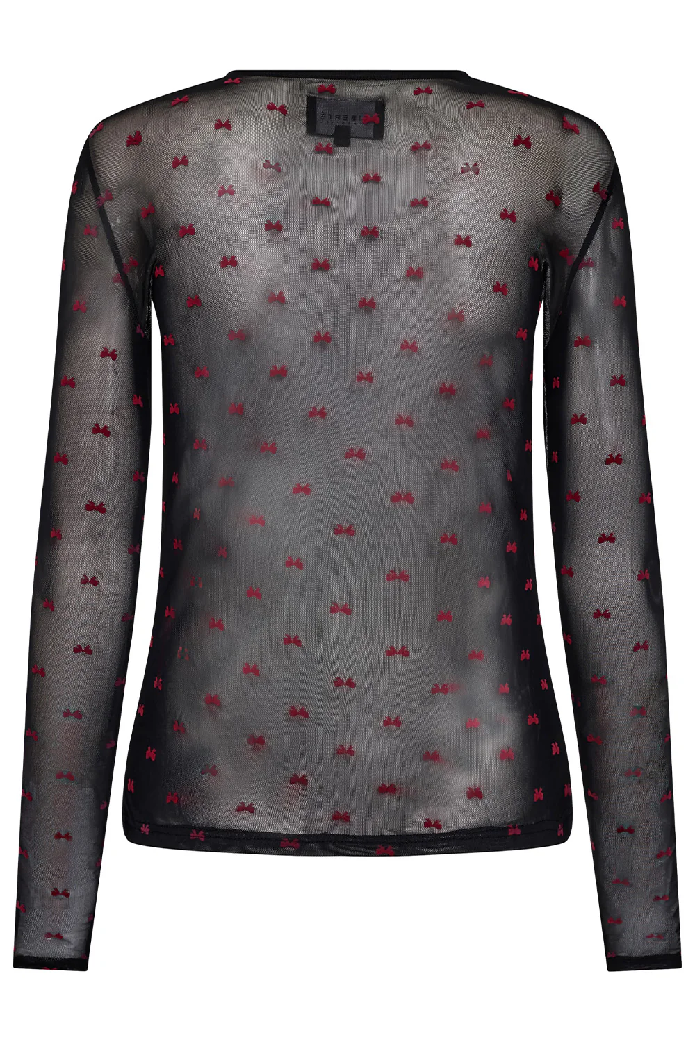 Mesh Ls Tshirt | Black Red Flock Bow | Bluse fra Liberté - Image 4