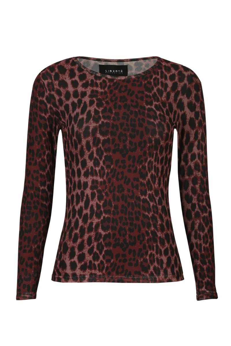 Mesh Ls Tshirt | Bordeaux Lux Leo | Bluse fra Liberté - Image 2