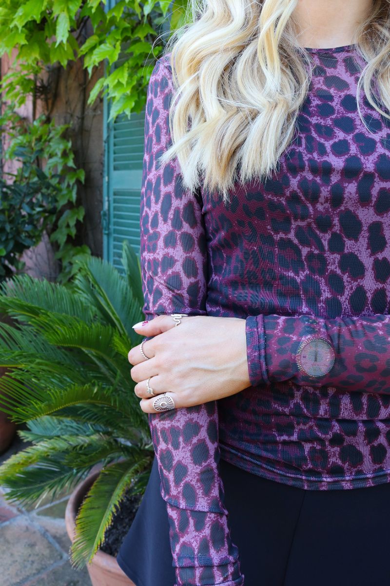 Mesh Ls Tshirt | Bordeaux Lux Leo | Bluse fra Liberté - Image 3