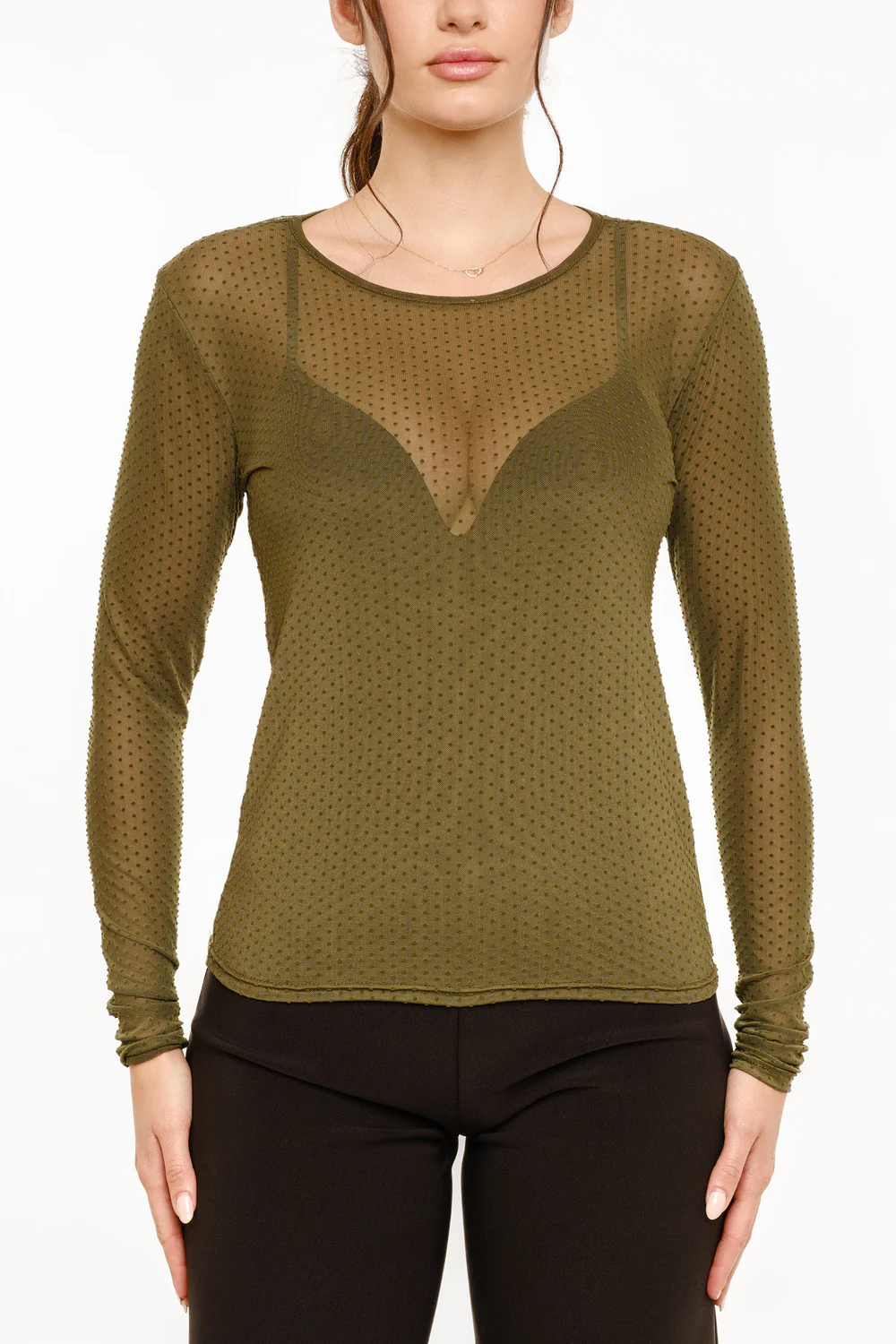 Mesh LS Tshirt Dot | Army - Image 3
