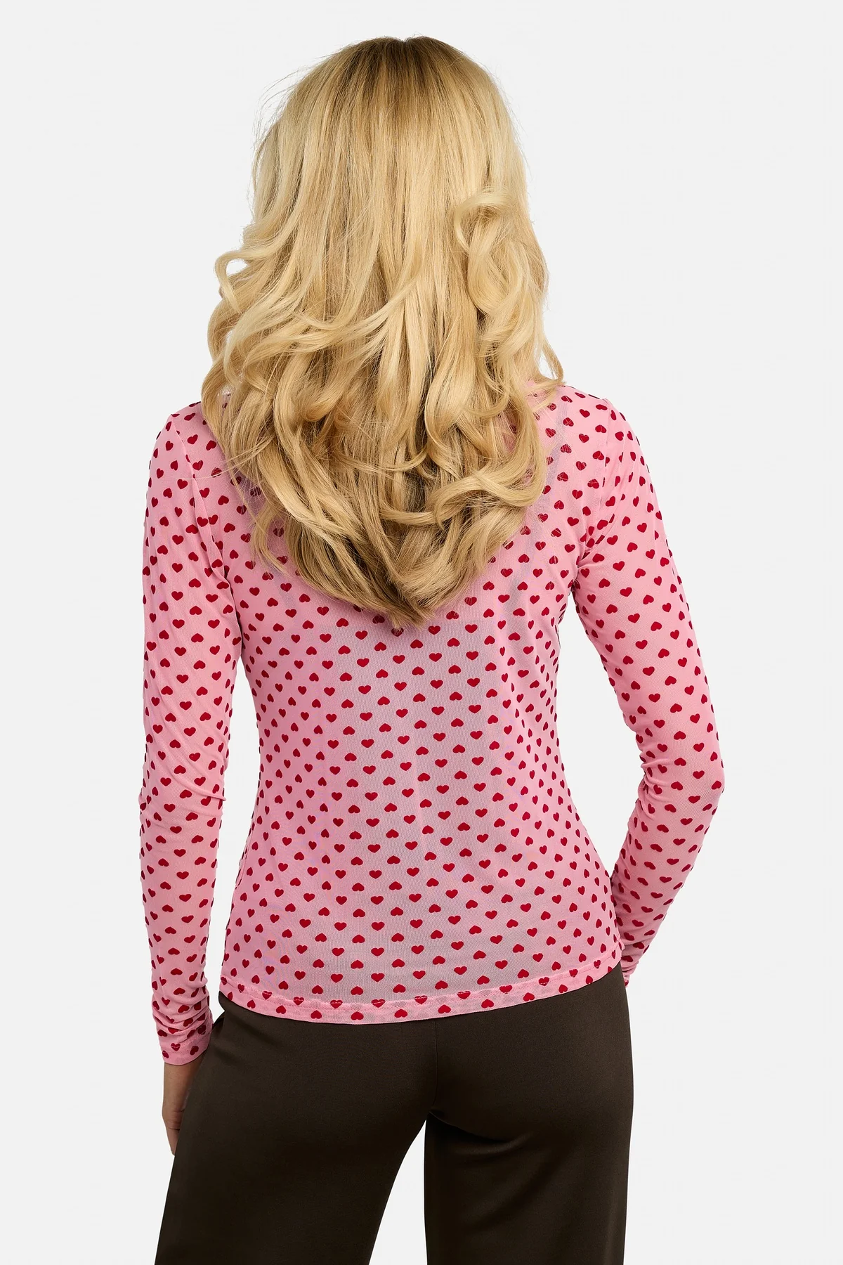 Mesh Ls Tshirt | Pink Red Flock Heart | Bluse fra Liberté - Image 9