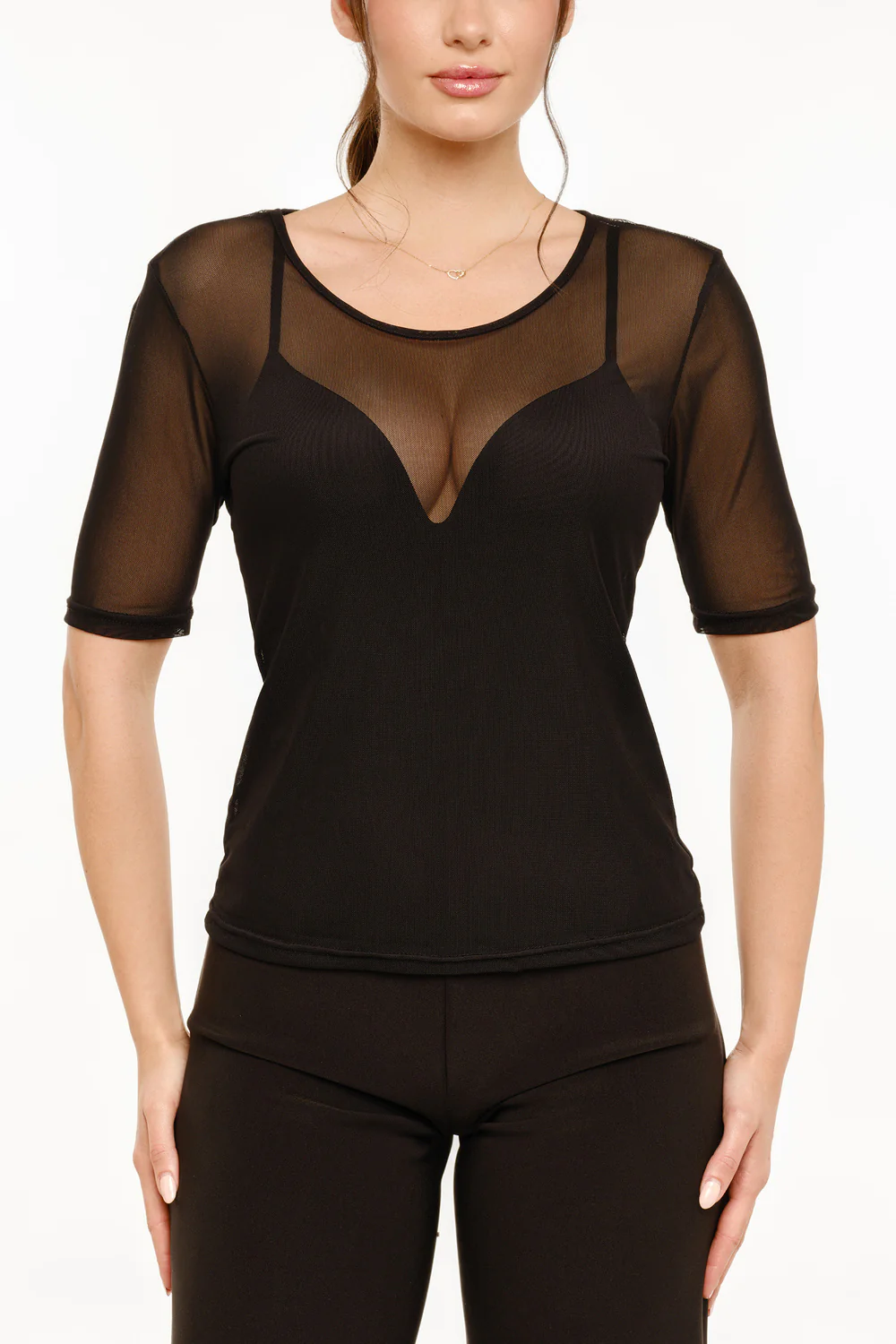 Mesh SS Tshirt Dot | Black - Image 2
