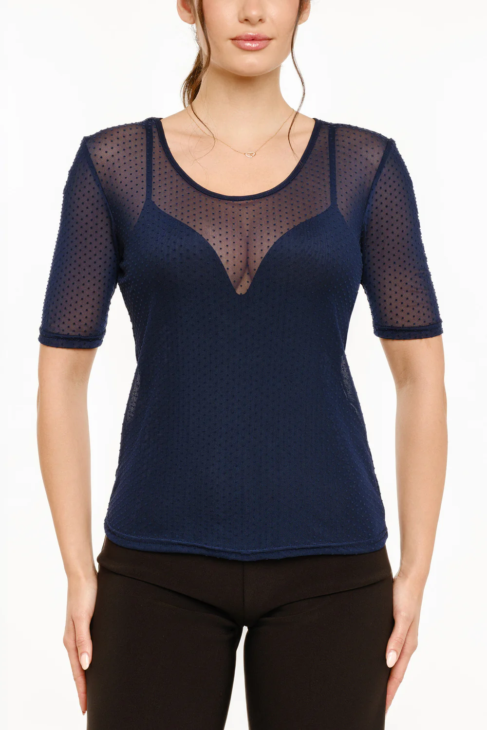 Mesh SS Tshirt Dot | Navy - Image 3