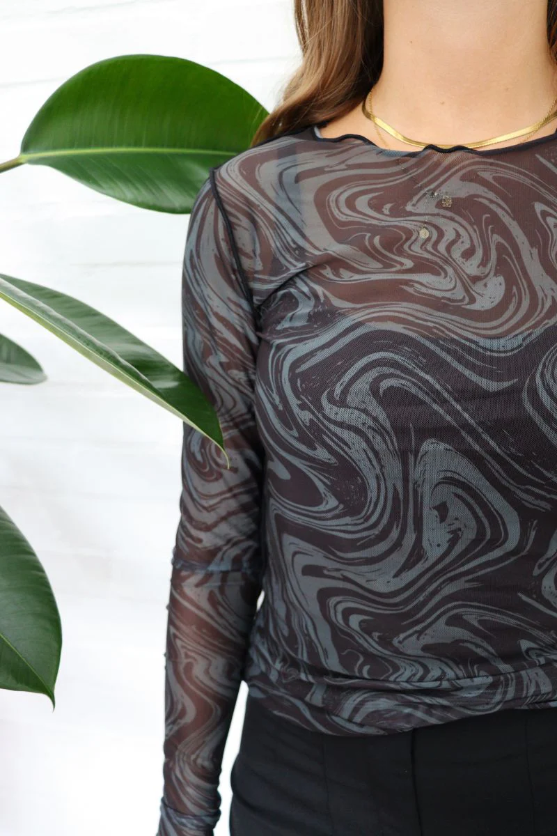 Mesh Top | Grey Twist | Bluse fra Liberté - Image 3