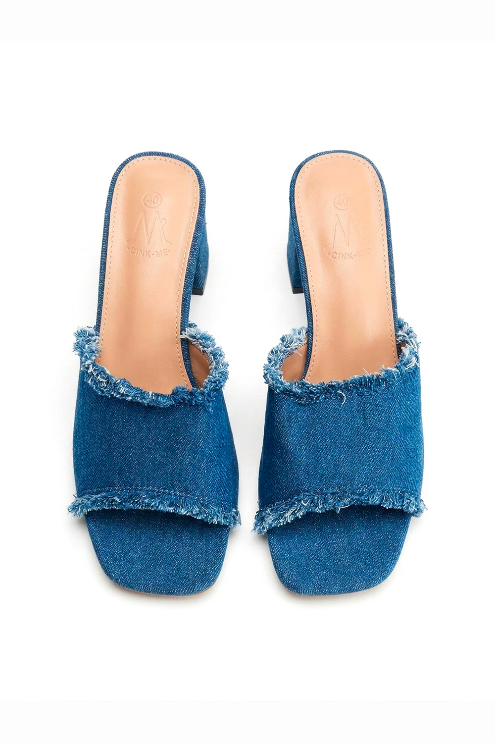 Mid-Heel Denim Sandals | Dark Blue | Sandaler fra Lazy Bear - Image 3