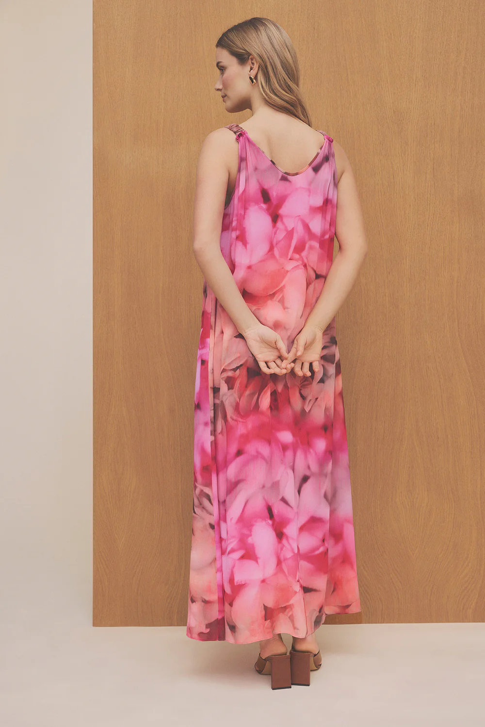 Minic Long Strap Dress | Coral w. Print | Kjoler fra Gustav - Image 3