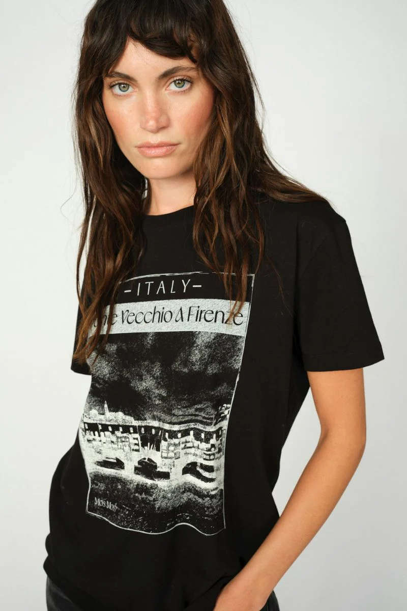 Ansie O-SS Tee | Black | T-shirt fra Mos Mosh