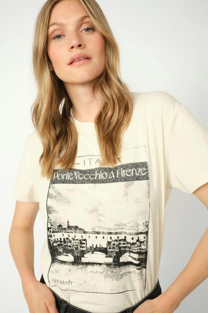Ansie O-SS Tee | Ecru | T-shirt fra Mos Mosh - Image 4