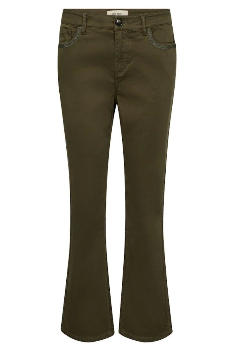 Ashley Sati Pant Ankle | Olive Night | Bukser fra Mos Mosh