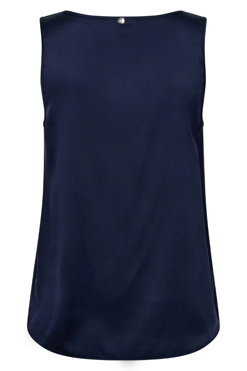 Astrid V-Neck Silk Tank Top | Maritime Blue | Bluse fra Mos Mosh - Image 2