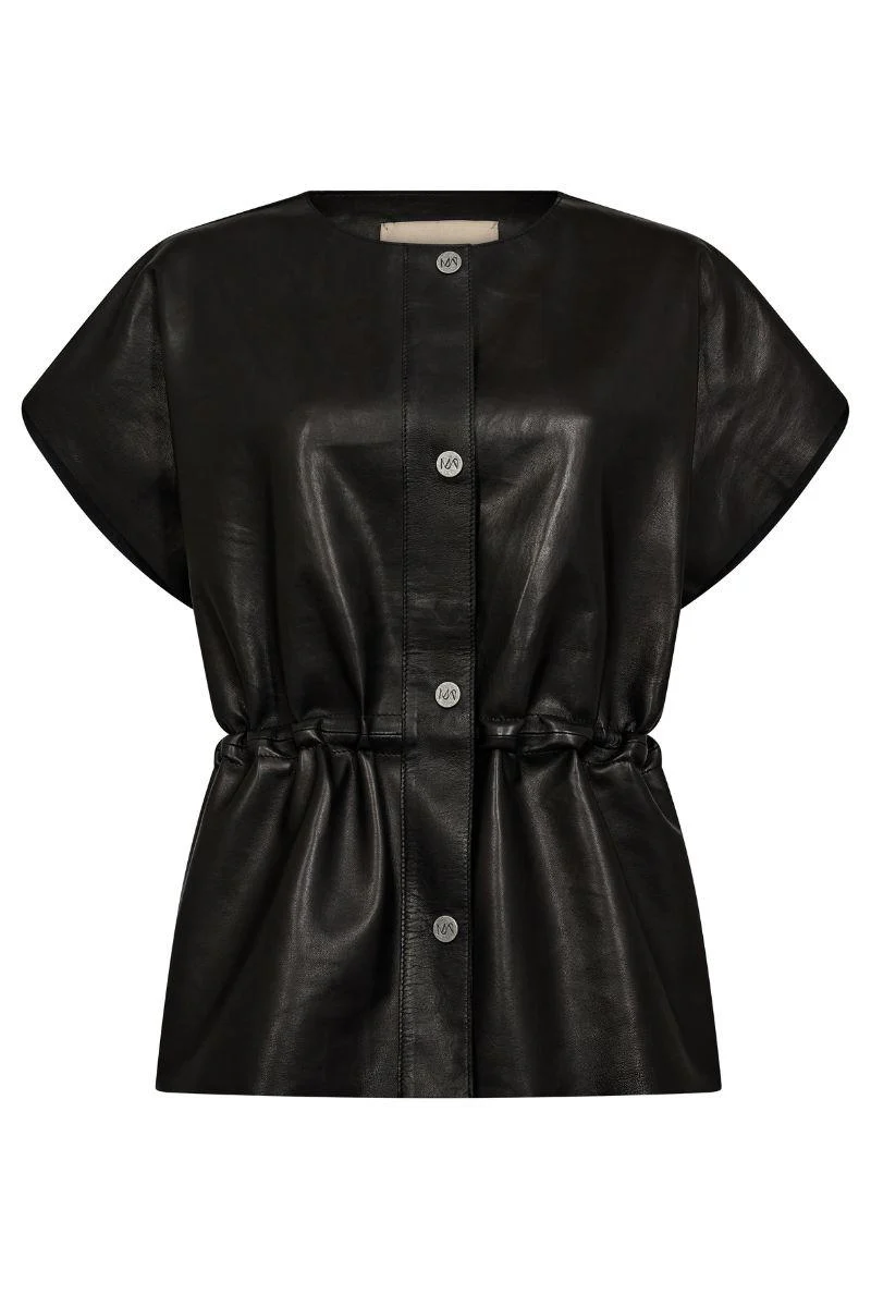 Aylin Leather Vest | Black | Vest fra Mos Mosh - Image 2