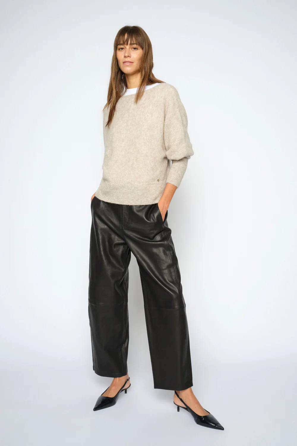 Barrel Leather Pant Ankle | Black | Bukser fra Mos Mosh - Image 3