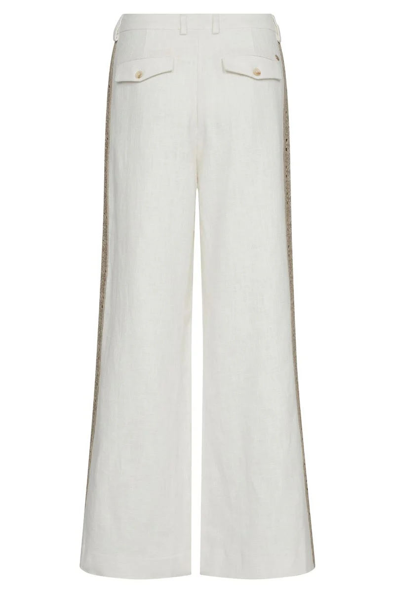 Beata Ramie Pant Long | Ecru | Bukser fra Mos Mosh - Image 7