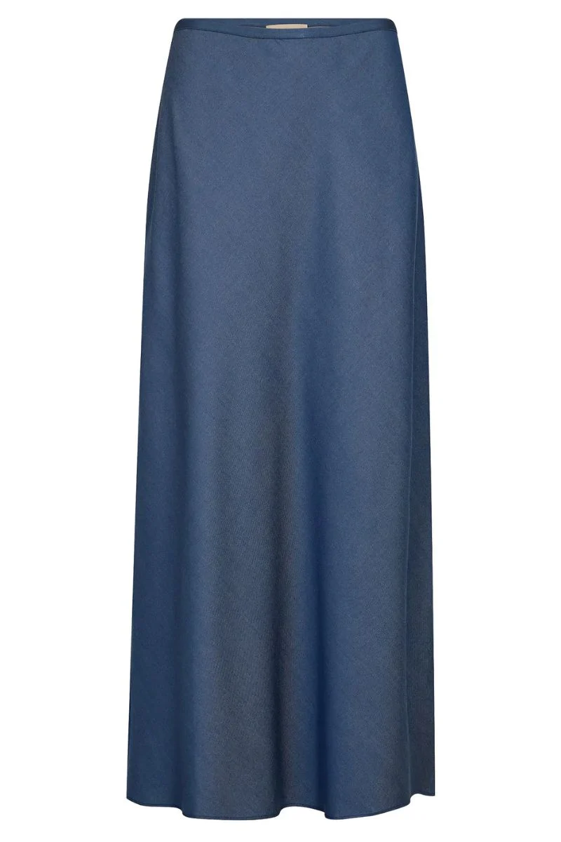 Bias Denim Long Skirt | Mid Blue | Nederdel fra Mos Mosh