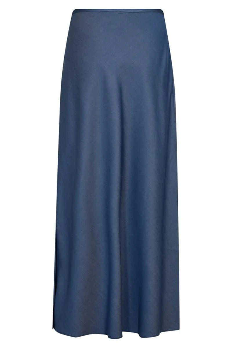 Bias Denim Long Skirt | Mid Blue | Nederdel fra Mos Mosh - Image 2