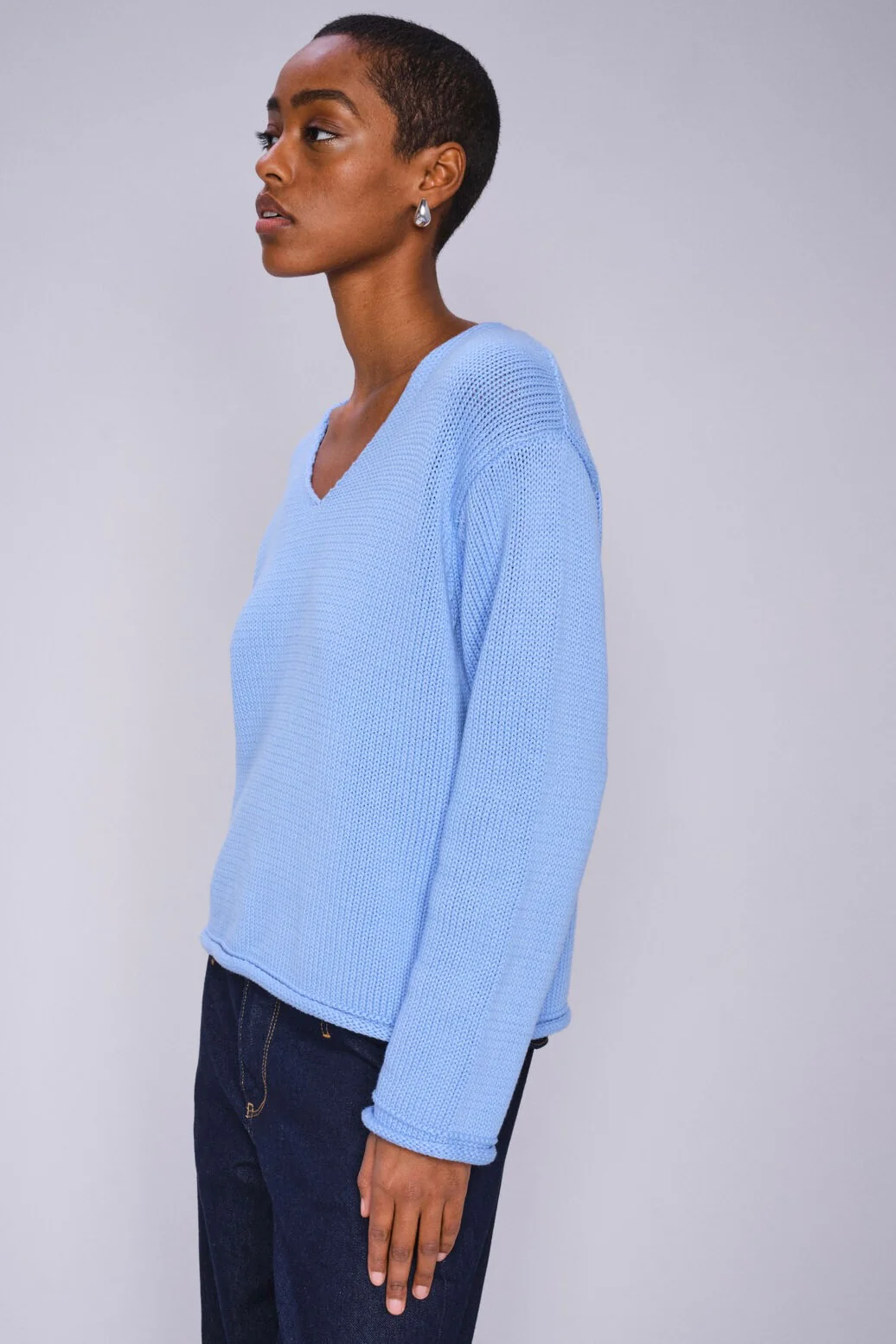 Bine LS V-neck Knit | Hydrangea | Strik fra Mos Mosh - Image 3