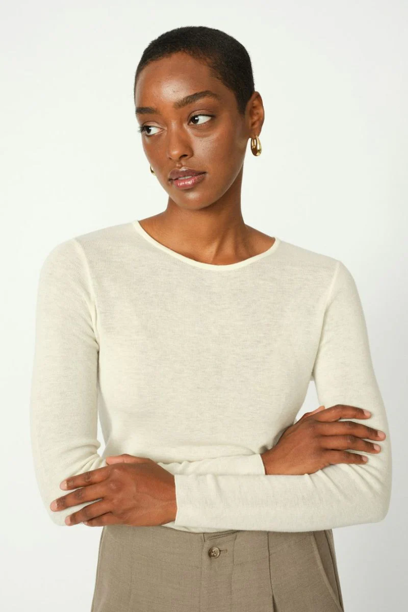 Bouch O-neck Knit | Ecru | Strik fra Mos Mosh - Image 2