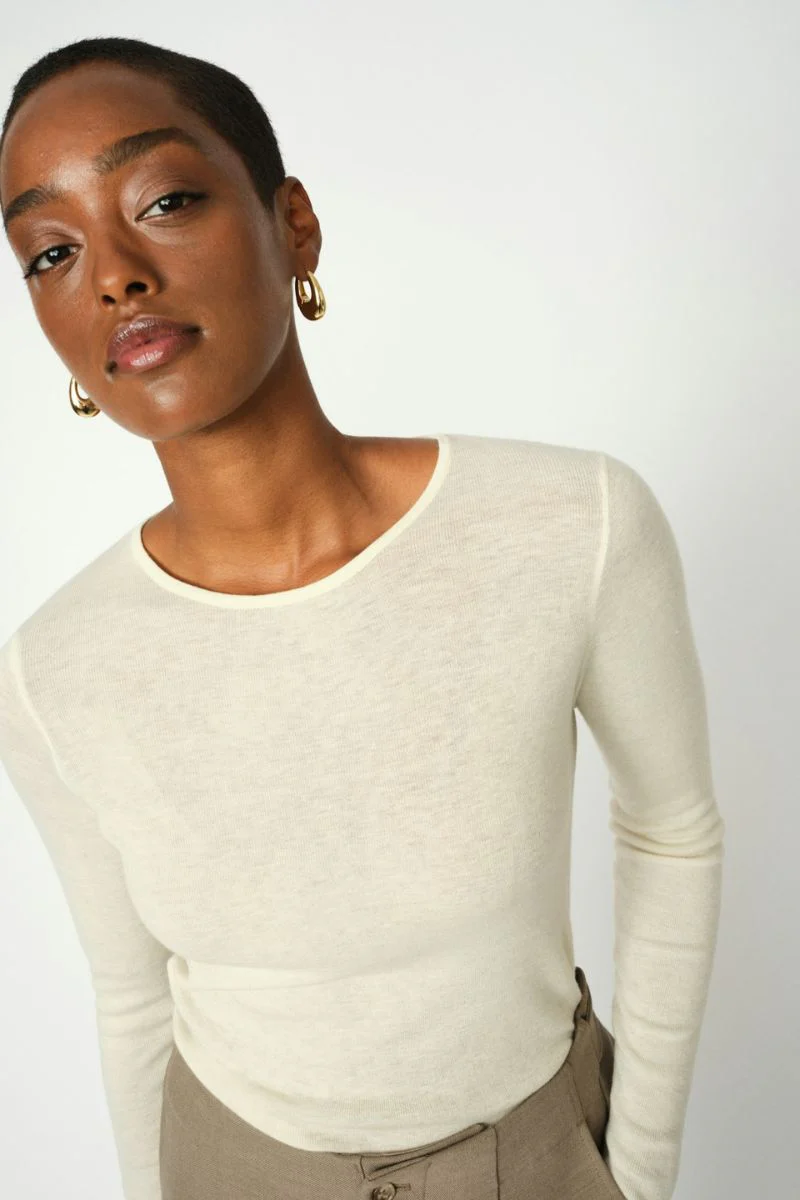 Bouch O-neck Knit | Ecru | Strik fra Mos Mosh - Image 3