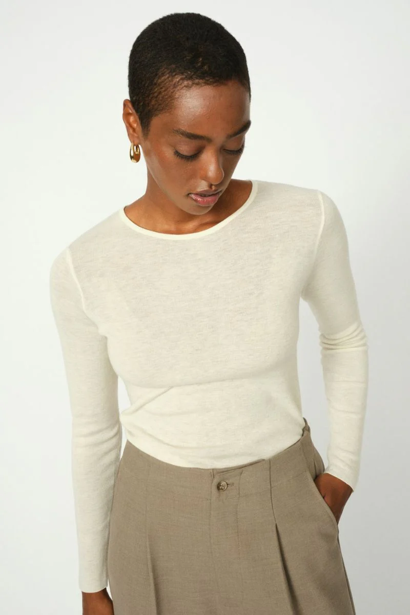 Bouch O-neck Knit | Ecru | Strik fra Mos Mosh - Image 4