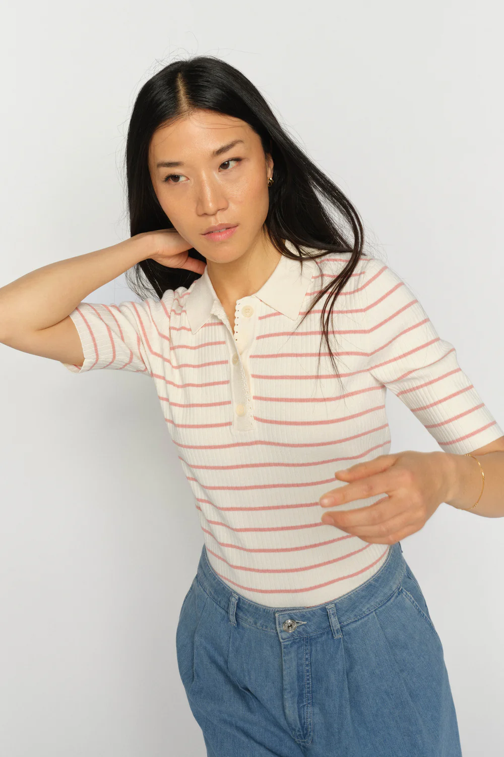 Caliz Stripe SS Knit | Peachy | Strik fra Mos Mosh - Image 4