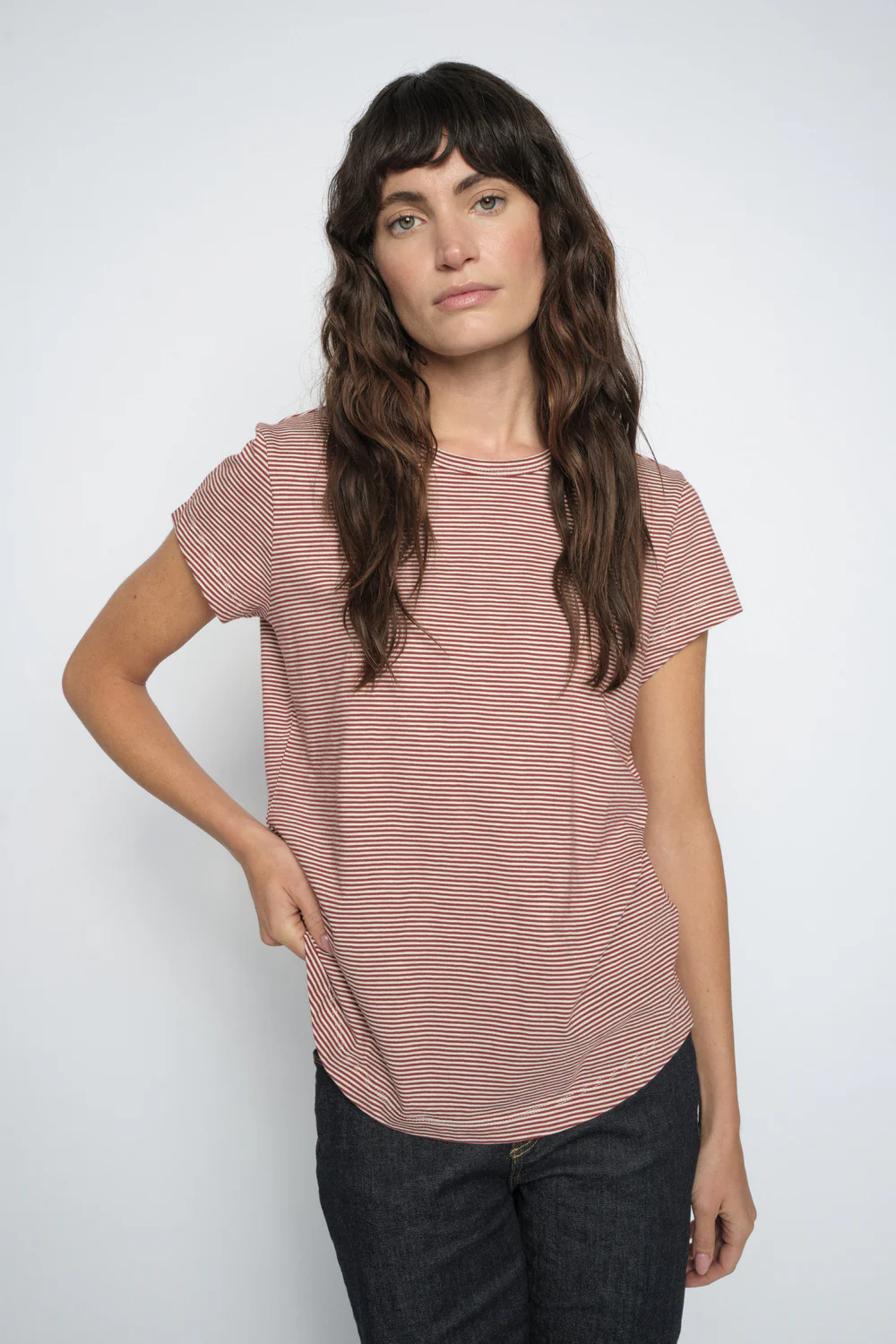 Campa O-SS Stripe Tee | Cowhide | T-Shirt fra Mos Mosh