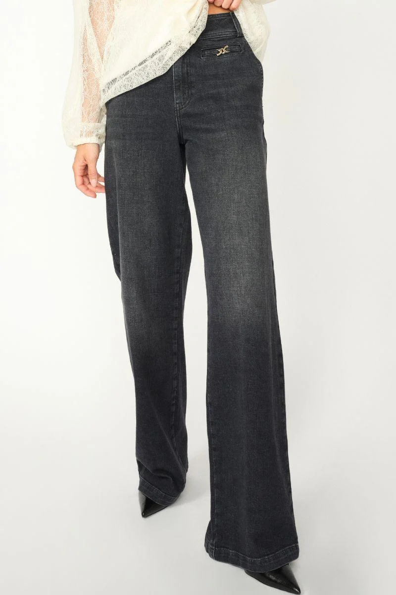 Candia Peach Jeans Long | Black | Jeans fra Mos Mosh