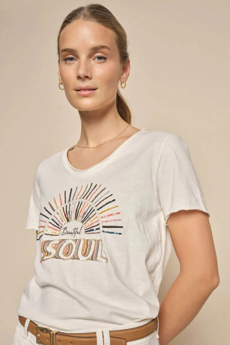 Caro O-SS Tee | Ecru | T-shirt fra Mos mosh - Image 5