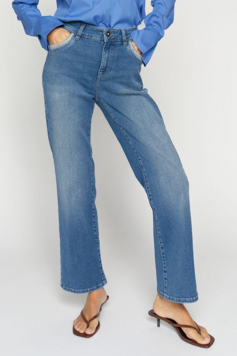 Cecilia Perla Jeans 30' | Mid Blue | Jeans fra Mos Mosh - Image 2