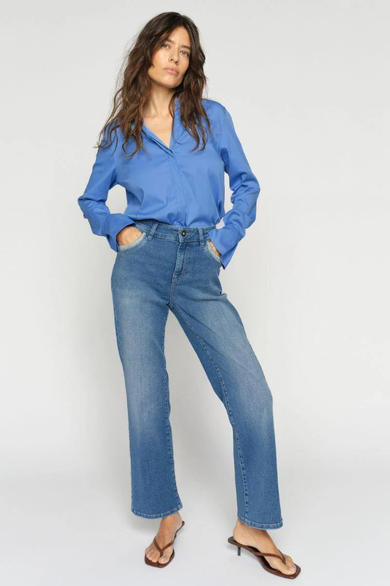 Cecilia Perla Jeans 32' | Mid Blue | Jeans fra Mos Mosh - Image 2