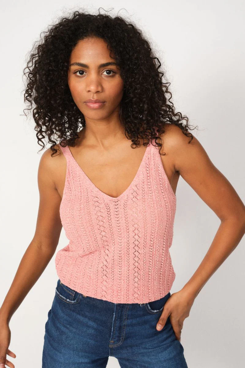 Cressida Melange Knit Top | Faded Rose | Strik fra Mos Mosh